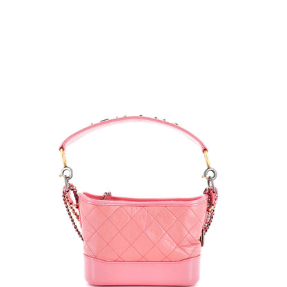 Chanel Gabrielle Hobo With Logo Handle Quilted Aged Calfskin Small