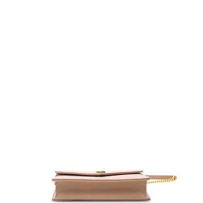 Saint Laurent Classic Monogram Wallet On Chain Matelasse Chevron Leather Small