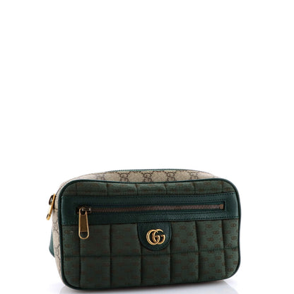 Gucci Front Zip Belt Bag Gg Coated Canvas And Quilted Mini Gg Canvas Medium