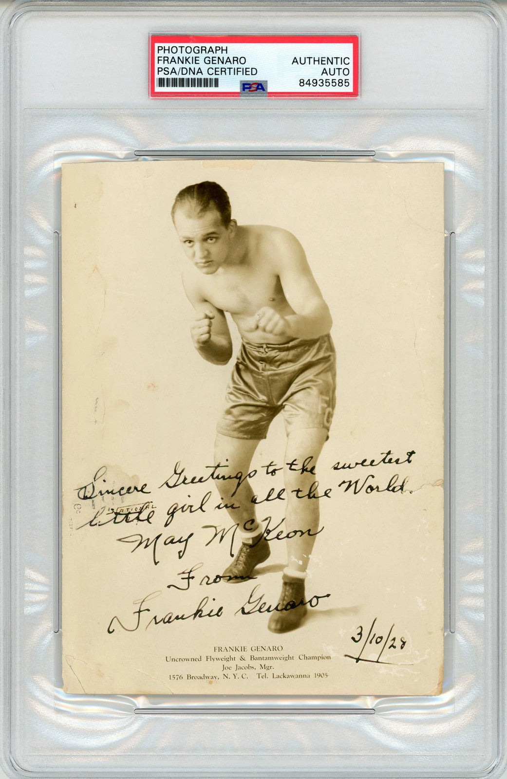 Frankie Genaro Autographed 5X7 Original Photo (Psa)