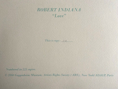 Robert Indiana Lithograph Guggenheim Coa Numbered