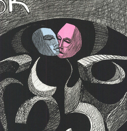Masks Man 28.5" x 21.75" Lithograph Satok Of Ronald 1972