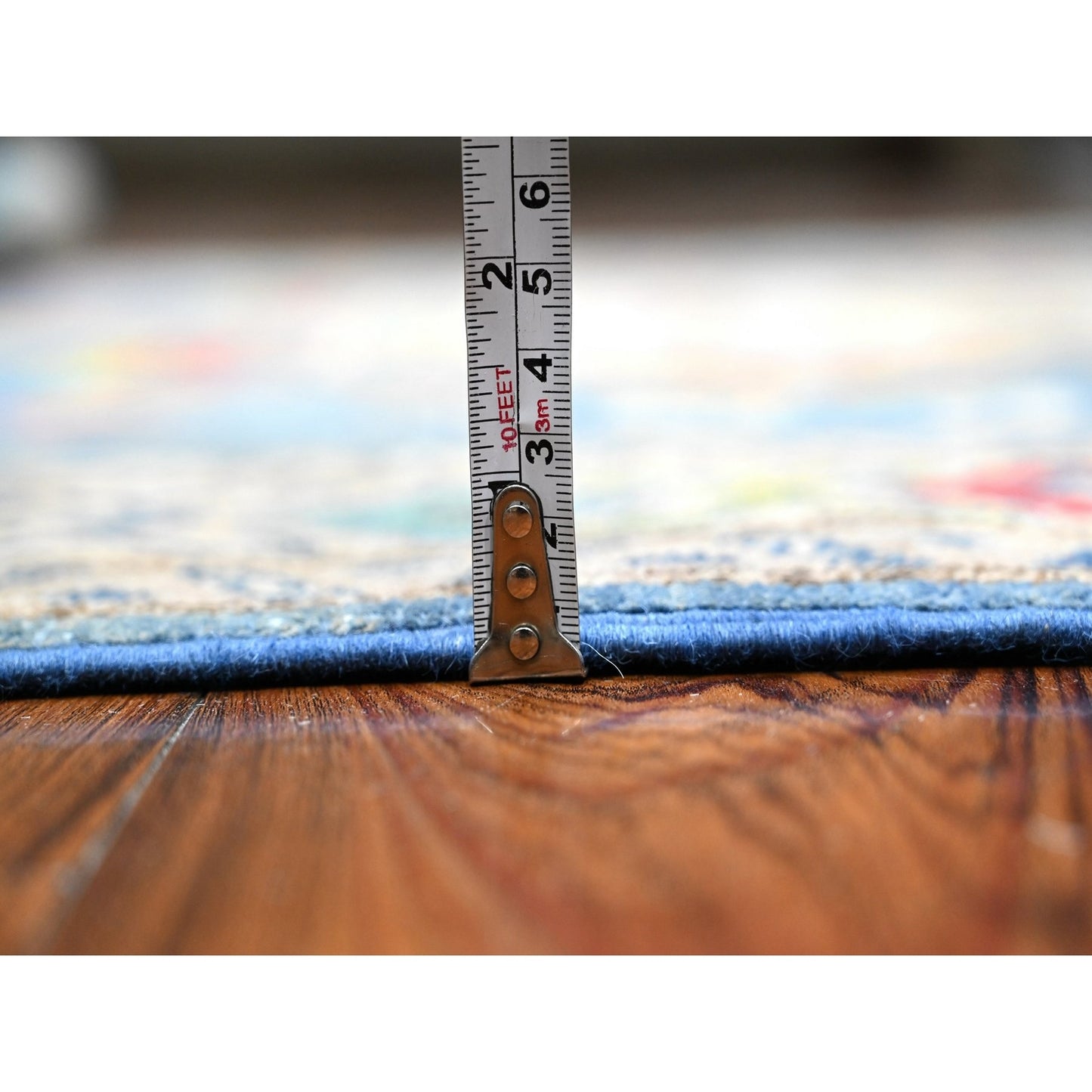 5'X6'5" Air Superiority Blue Hand Knotted Fusion Kazak Oriental Rug