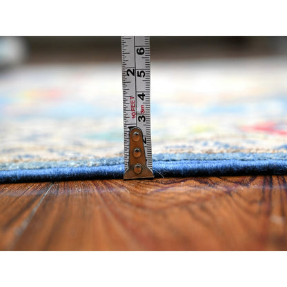 5'X6'5" Air Superiority Blue Hand Knotted Fusion Kazak Oriental Rug