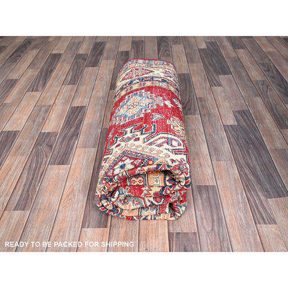 6'1X9'1" Red Hand Knotted All Wool Kazak Tribal Design Oriental Rug