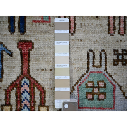 8'2"X9'9" Beige Anatolian Village Inspired Wool Hand Knotted Rug