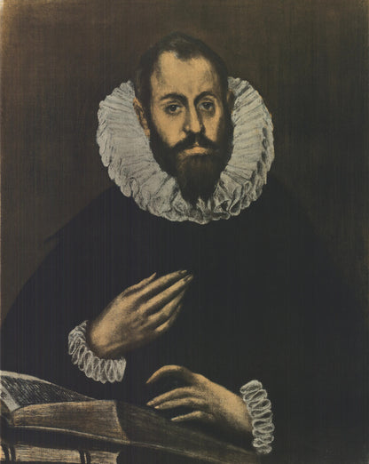 El Greco The Nobleman With His Hand On His Chest " Lithograph
