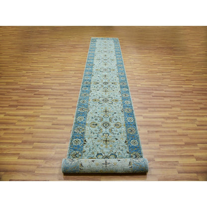 2'9"X16'1" Cruise Blue Shah Abbas Xl Runner Hand Knotted Oriental Rug