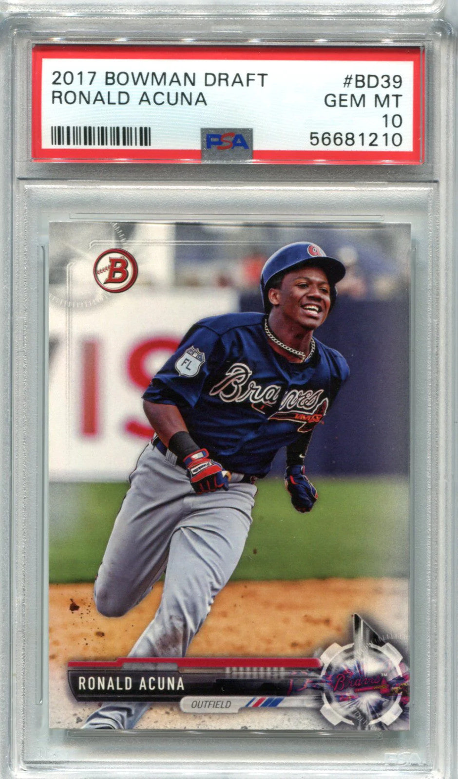 Ronald Acuna Jr 2017 Bowman Draft #Bd39 Psa Gem Mt 10 Card