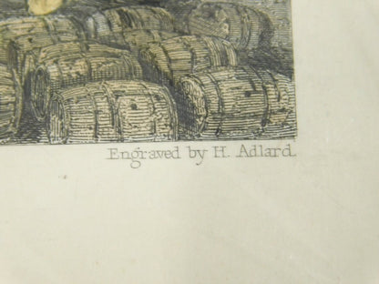 Thomas Allom "Quay Of Louis Xviii, Bordeaux" Hand-Colored Copper Plate Engraving