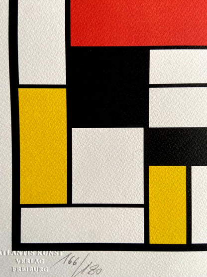 Piet Mondrian Lithograph 1978 - 180Ex, Certified Numbered Coa