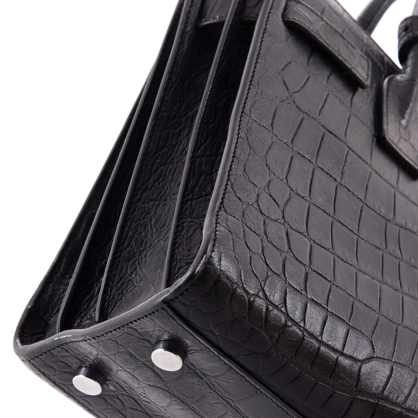 Saint Laurent Sac De Jour Nm Bag Crocodile Embossed Leather Baby