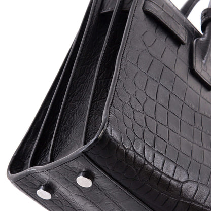 Saint Laurent Sac De Jour Nm Bag Crocodile Embossed Leather Baby