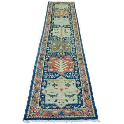 2'7"X11'9" Blue Aryana Grade Akstafa Design Hand Knotted Wool Runner Rug