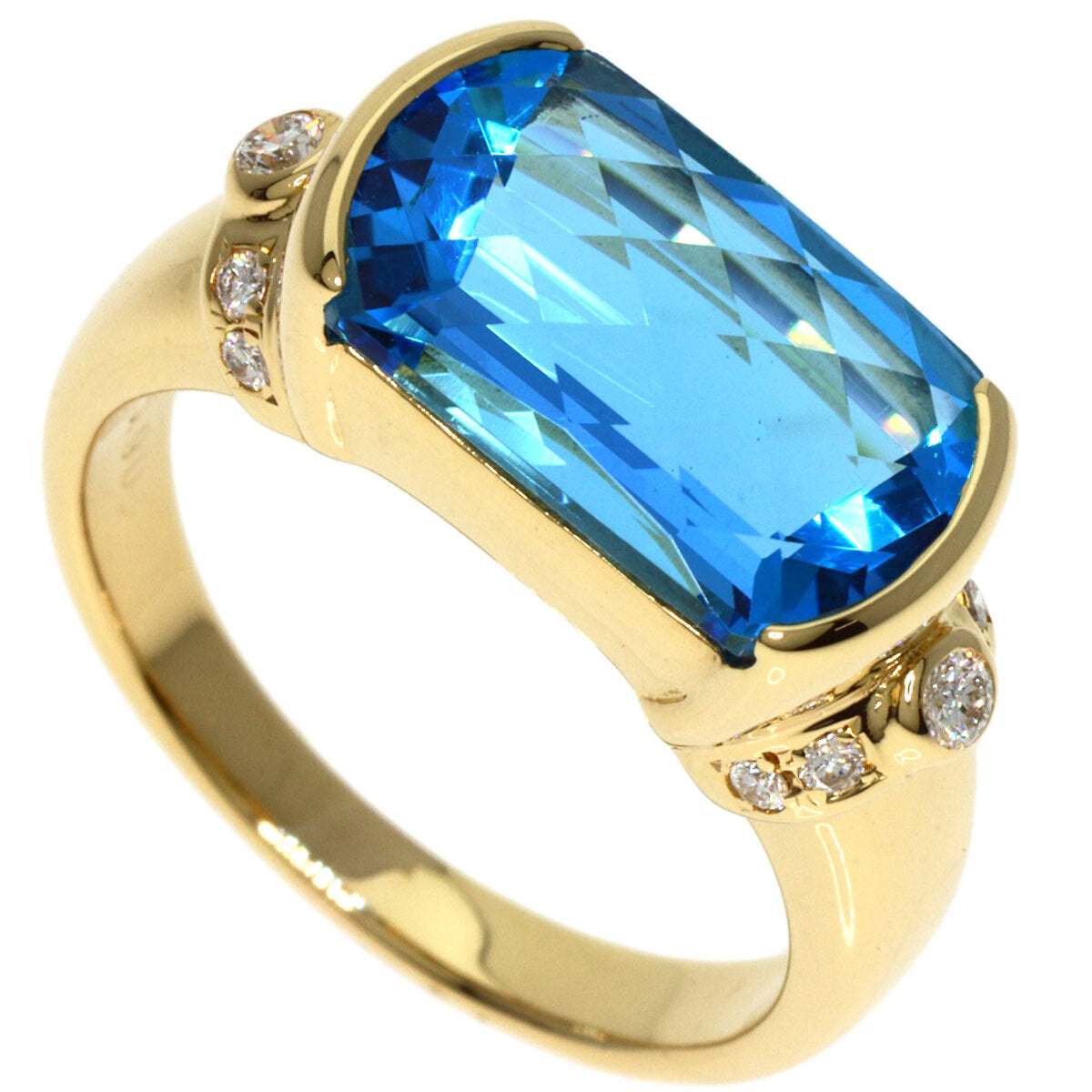 TASAKI   Ring Blue Topaz Diamond K18 Yellow Gold