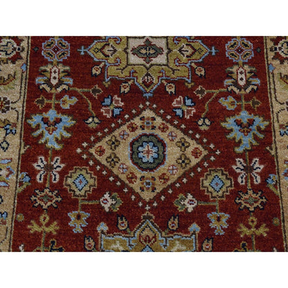 2'7"X19'10" Brick Red Hand Knotted Xl Runner Karjihooz Design Wool Rug
