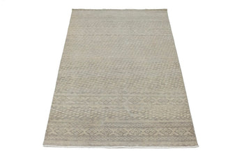 5X8 Ft Handmade Wool Area Rug Muted Beige Vintage