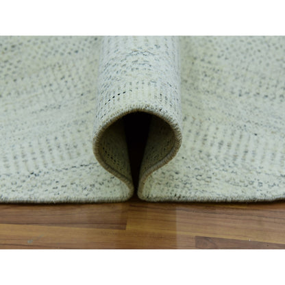 8'X8' Earl Gray Hand Knotted 100% Undyed Wool Grass Design Round Rug