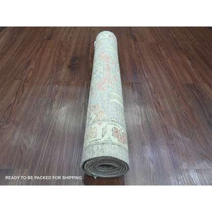 2'6"X6' Gray Peshawar Heris Design Wool Hand Knotted Runner Oriental Rug