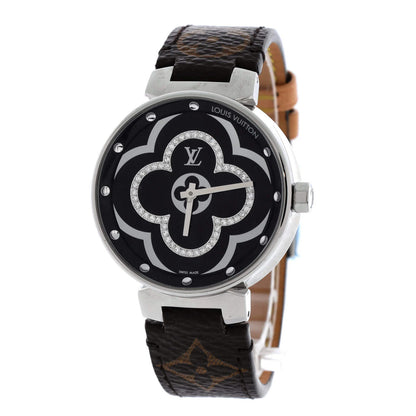 Louis Vuitton Tambour Moon Divine Quartz Watch Stainless Steel And Monogram