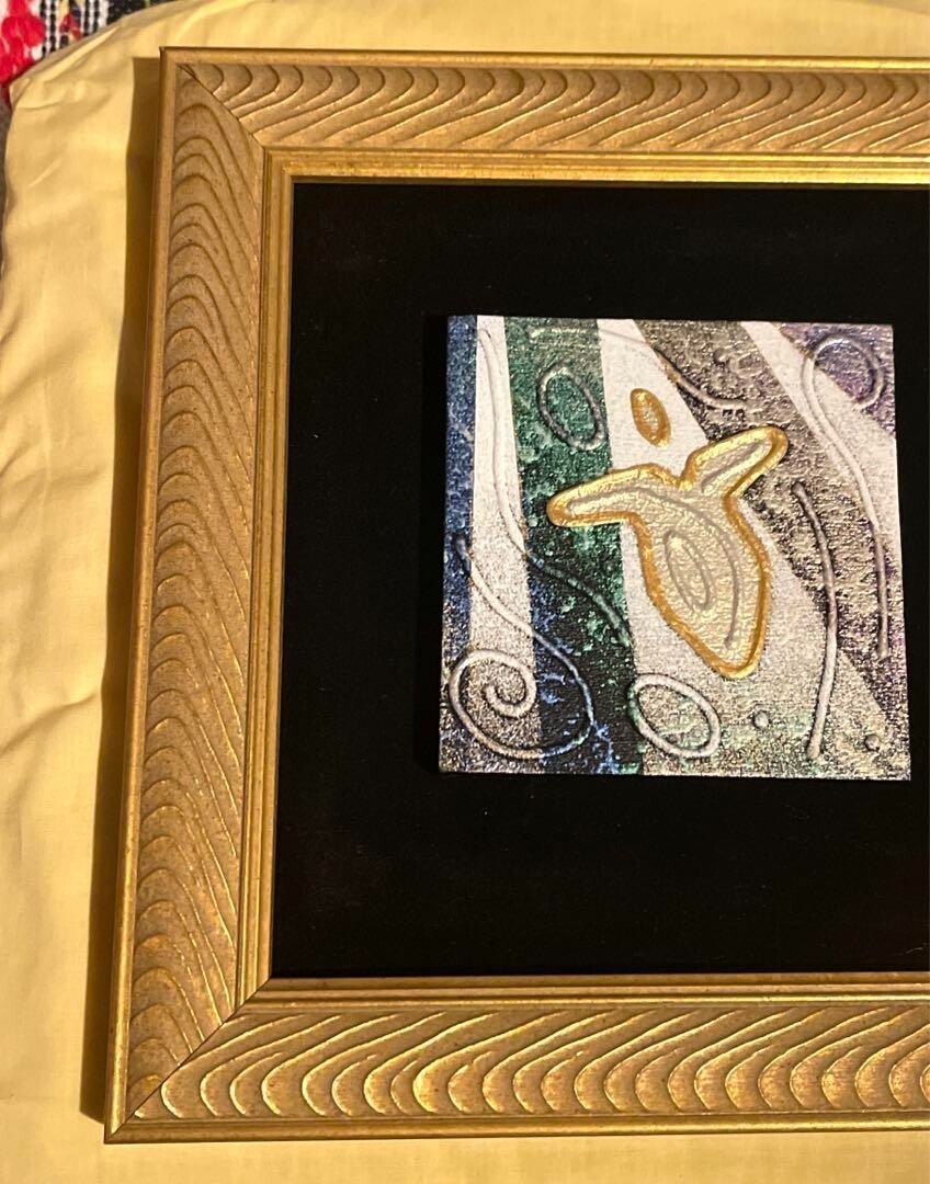 Andy Lakey - Archangel Michael Original Textured Painting On Wood Signed Framed