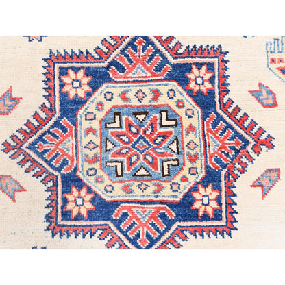 8'10"X11'9" Afghan Special Kazak Shiny Wool Hand Knotted Ivory Rug