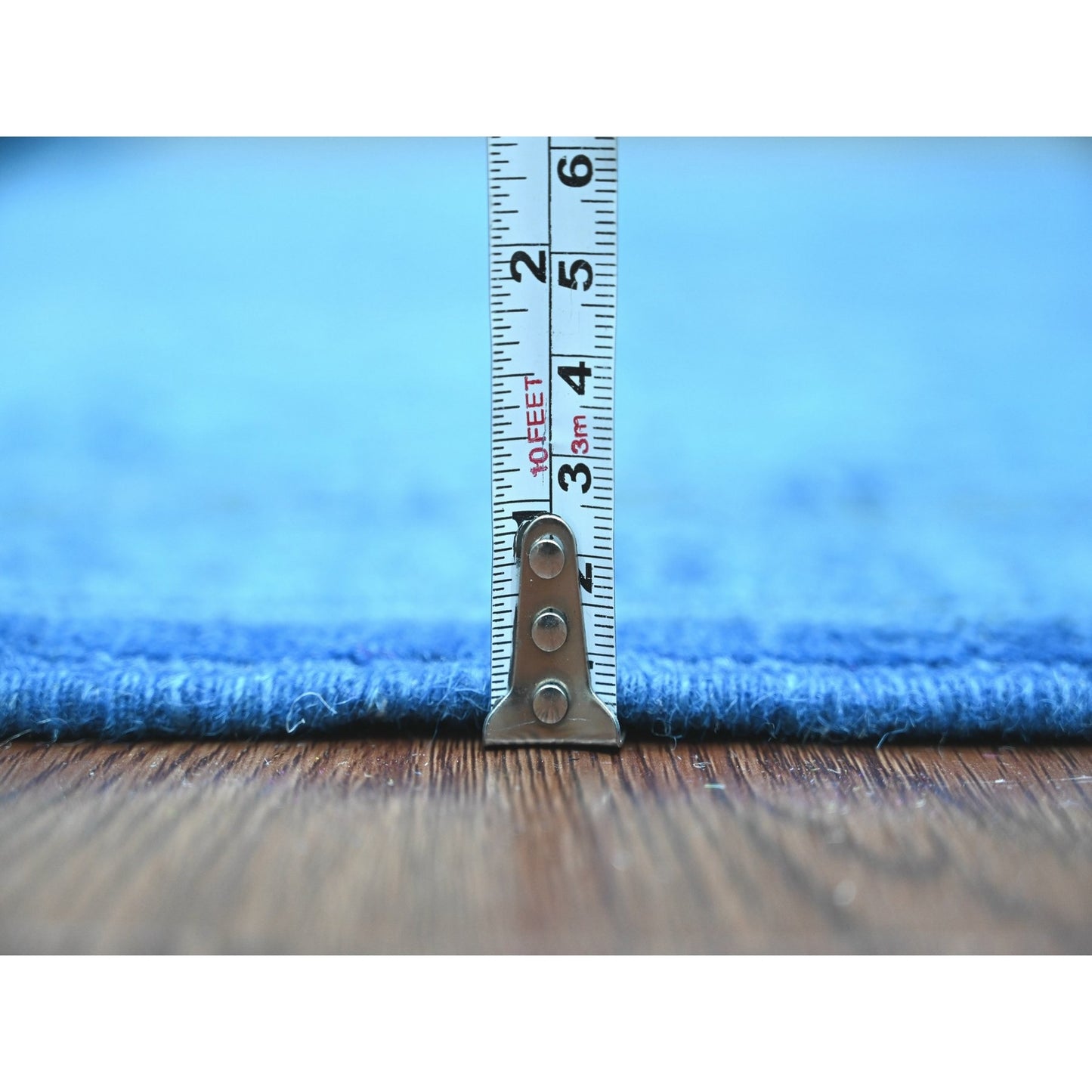 6'2"X8'5" Blue Overdyed Kazak Star Design Hand Knotted 100% Wool Rug