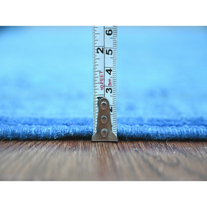 6'2"X8'5" Blue Overdyed Kazak Star Design Hand Knotted 100% Wool Rug