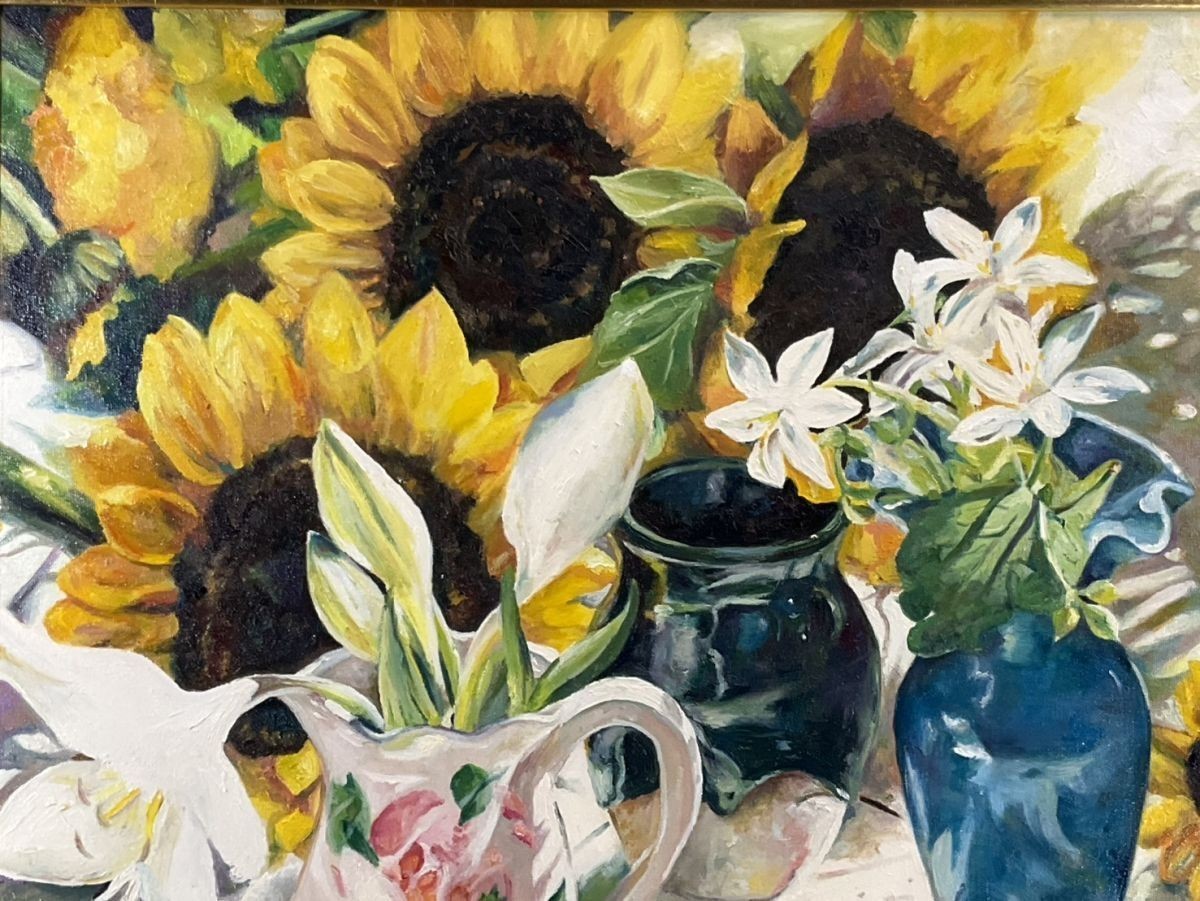 Kristin Marco Original Oil Painting Sunflower Celebration Large Framed Signed