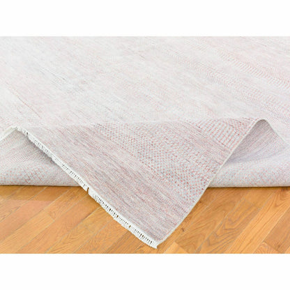 9'X12'1" Pink Grass Design Gabbeh Hand Knotted Wool And Silk Modern Rug