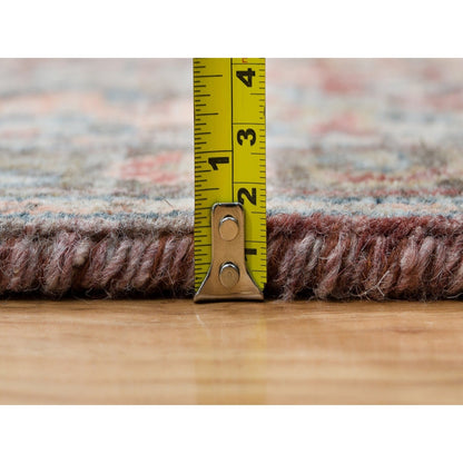 2'7"X7'10" Tuscan Red Wool Heris Revival Pile Hand Knotted Runner Rug