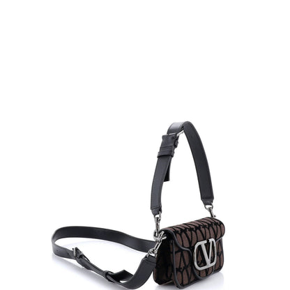 Valentino Garavani Vlogo Loco Flap Shoulder Bag Toile Iconograph Fabric Small