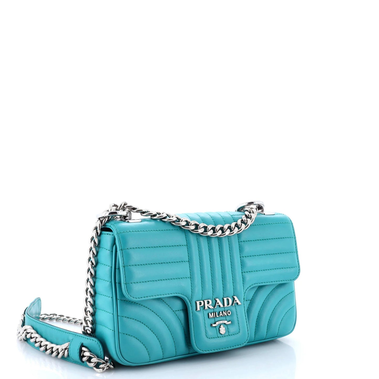 Prada Chain Flap Shoulder Bag Diagramme Quilted Leather Small