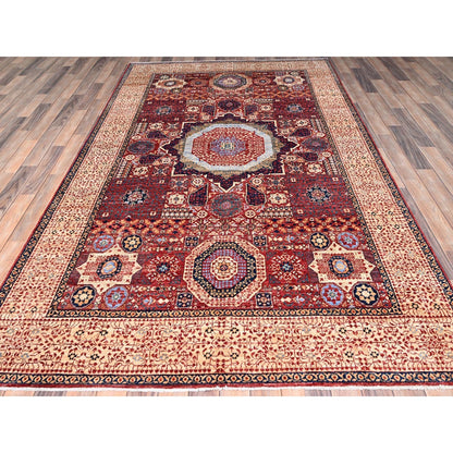 5'9"X9'7" Vermilion Red Hand Knotted Mamluk Design 200 Kpsi Pure Wool Rug