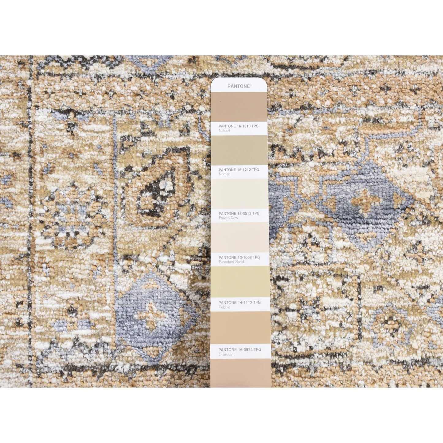2'7"X6'1" Brown Silk With Wool Mamluk Design Hand Knotted Runner Rug