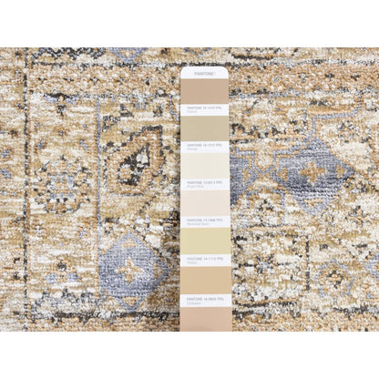 2'7"X6'1" Brown Silk With Wool Mamluk Design Hand Knotted Runner Rug
