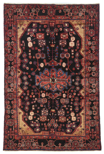 Tribal floral vintage oriental rug 5x8 ft handmade farmhouse entryway carpet