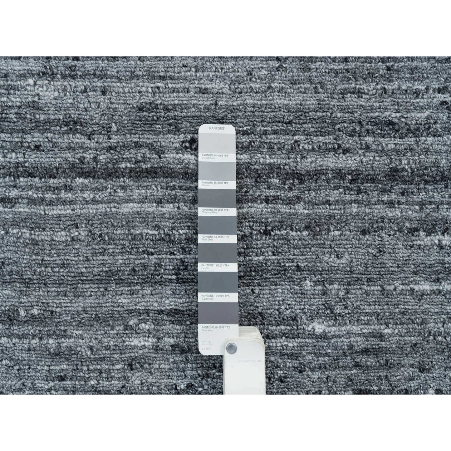 12'X12' Gray Modern Striae Design Natural Wool Hand Loomed Square Rug