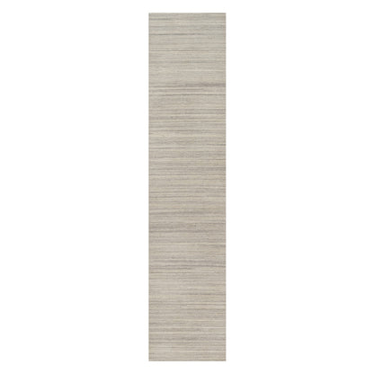 2'7"X12' Ivory Hand Loomed Plain Modern Design Undyed All Wool Runner Rug