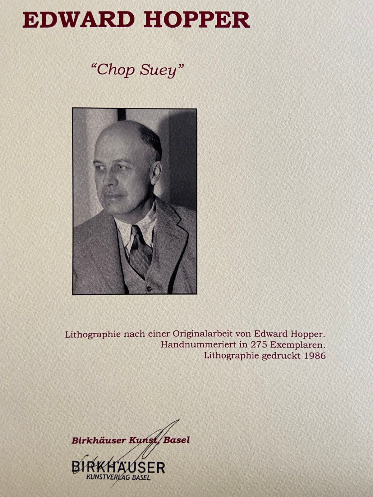 Edward Hopper Lithograph Coa Signed Numbered Pencil