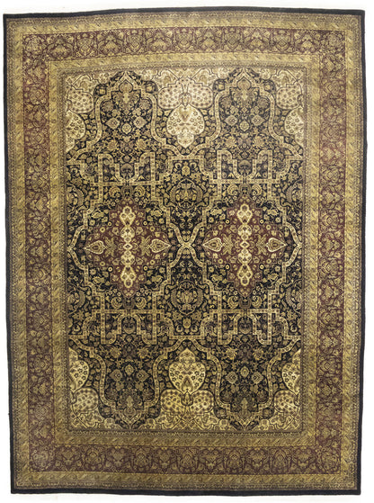 Hand-Knotted Agra Jaipur Oriental Rug Floral