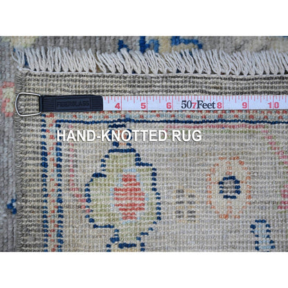 2'8"X11'9" Ash Gray Afghan Angora Oushak Wool Weft Runner Oriental Rug