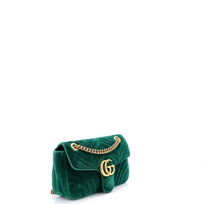 Gucci Gg Marmont Flap Bag Matelasse Velvet Small