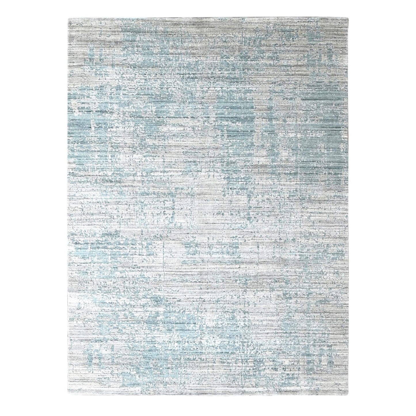 8'3"X10' Gray Hand Loomed Wool And Plant Based Silk Modern Design Rug