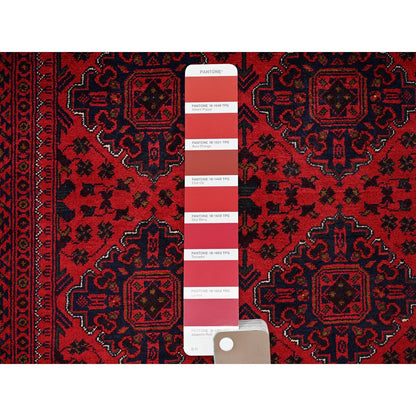 8'5"X11'5" Red Afghan Khamyab With Geometric Pattern Hand Knotted Wool Rug