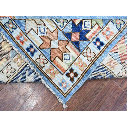 9'1"X11'4" Tufts Blue Anatolian Village Inspired Wool Hand Knotted Rug