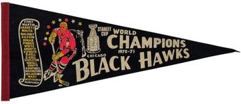 1970-71 Chicago Blackhawks World Champions Large Vintage Pennant Banner