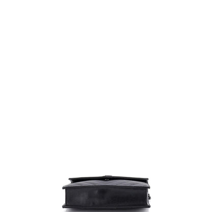 Saint Laurent Classic Monogram Wallet On Chain Matelasse Chevron Leather Small