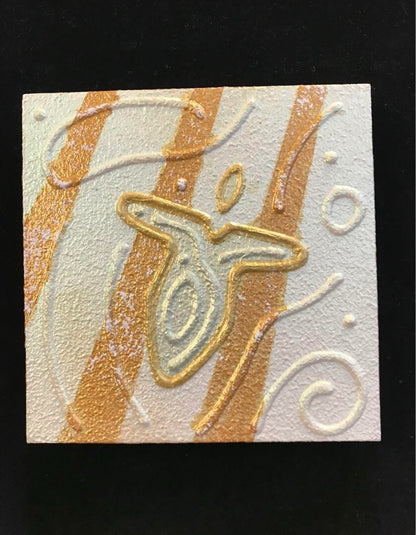 Andy Lakey - Love Angels Pink & Green Original Textured Painting On Wood Signed