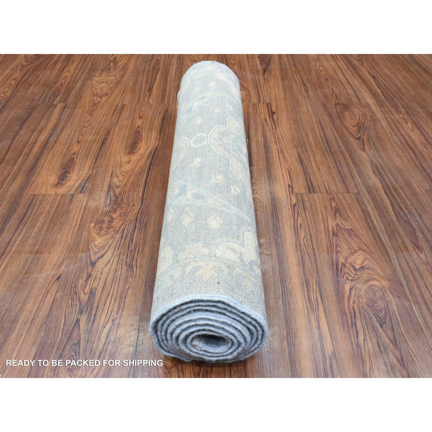 2'8"X7'7" Light Gray, Fine Peshawar, Soft Wool Hand Knotted, Runner Rug